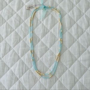 NWT Teal Crystal and Ivory Beaded Wrap Necklace